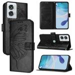 For Motorola Edge 50 Fusion Embossed Butterfly Leather Phone Case(Black)