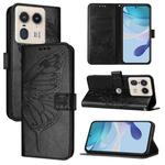 For Motorola Edge 50 Ultra Embossed Butterfly Leather Phone Case(Black)