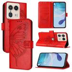 For Motorola Edge 50 Ultra Embossed Butterfly Leather Phone Case(Red)