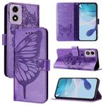 For Motorola Moto E14 Embossed Butterfly Leather Phone Case(Purple)