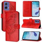 For Motorola Moto G85 Embossed Butterfly Leather Phone Case(Red)