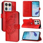 For Motorola Edge 50 5G Embossed Butterfly Leather Phone Case(Red)