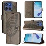 For Motorola Edge 5G 2025 / 60 Fusion 5G Embossed Butterfly Leather Phone Case(Grey)