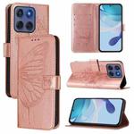 For Motorola Edge 5G 2025 / 60 Fusion 5G Embossed Butterfly Leather Phone Case(Rose Gold)