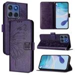 For Motorola Edge 5G 2025 / 60 Fusion 5G Embossed Butterfly Leather Phone Case(Dark Purple)