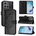 For Motorola Moto G15 / G15 Power Embossed Butterfly Leather Phone Case(Black)