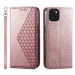 For iPhone 15 Plus Cubic Grid Calf Texture Magnetic Leather Phone Case(Rose Gold)