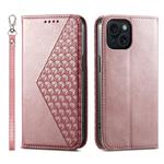 For iPhone 15 Cubic Grid Calf Texture Magnetic Leather Phone Case(Rose Gold)