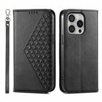 For iPhone 16 Pro Cubic Grid Calf Texture Magnetic Leather Phone Case(Black)