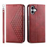 For iPhone 16 Plus Cubic Grid Calf Texture Magnetic Leather Phone Case(Red)