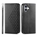 For iPhone 16 Cubic Grid Calf Texture Magnetic Leather Phone Case(Black)