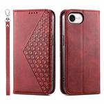 For iPhone SE 2024 Cubic Grid Calf Texture Magnetic Leather Phone Case(Red)