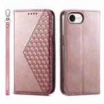 For iPhone SE 2024 Cubic Grid Calf Texture Magnetic Leather Phone Case(Rose Gold)