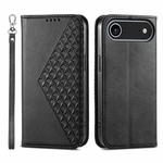 For iPhone 17 Air Cubic Grid Calf Texture Magnetic Leather Phone Case(Black)