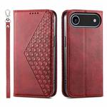 For iPhone 17 Air Cubic Grid Calf Texture Magnetic Leather Phone Case(Red)