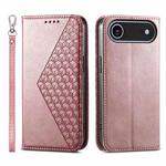 For iPhone 17 Air Cubic Grid Calf Texture Magnetic Leather Phone Case(Rose Gold)