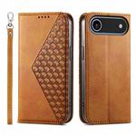For iPhone 17 Air Cubic Grid Calf Texture Magnetic Leather Phone Case(Yellow)