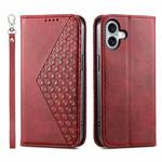 For iPhone 17 Cubic Grid Calf Texture Magnetic Leather Phone Case(Red)