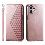 For iPhone 17 Cubic Grid Calf Texture Magnetic Leather Phone Case(Rose Gold)
