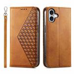 For iPhone 17 Cubic Grid Calf Texture Magnetic Leather Phone Case(Yellow)