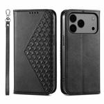 For iPhone 17 Pro Max Cubic Grid Calf Texture Magnetic Leather Phone Case(Black)