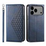For iPhone 17 Pro Max Cubic Grid Calf Texture Magnetic Leather Phone Case(Blue)