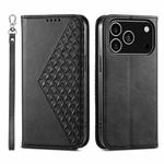 For iPhone 17 Pro Cubic Grid Calf Texture Magnetic Leather Phone Case(Black)