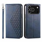 For iPhone 17 Pro Cubic Grid Calf Texture Magnetic Leather Phone Case(Blue)