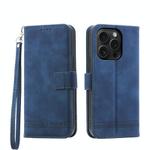 For iPhone 15 Pro Dierfeng Dream Line TPU + PU Leather Phone Case(Blue)