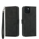 For iPhone 15 Plus Dierfeng Dream Line TPU + PU Leather Phone Case(Black)