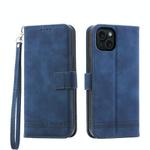 For iPhone 15 Plus Dierfeng Dream Line TPU + PU Leather Phone Case(Blue)
