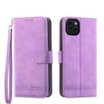 For iPhone 15 Plus Dierfeng Dream Line TPU + PU Leather Phone Case(Purple)