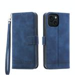 For iPhone 15 Dierfeng Dream Line TPU + PU Leather Phone Case(Blue)