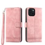 For iPhone 15 Dierfeng Dream Line TPU + PU Leather Phone Case(Pink)