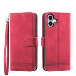 For iPhone 16 Plus Dierfeng Dream Line TPU + PU Leather Phone Case(Red)