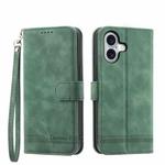 For iPhone 16 Dierfeng Dream Line TPU + PU Leather Phone Case(Green)