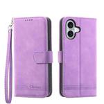 For iPhone 16 Dierfeng Dream Line TPU + PU Leather Phone Case(Purple)