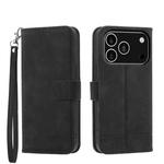For iPhone 17 Pro Dierfeng Dream Line TPU Hybrid PU Leather Phone Case(Black)
