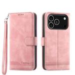 For iPhone 17 Pro Dierfeng Dream Line TPU Hybrid PU Leather Phone Case(Pink)