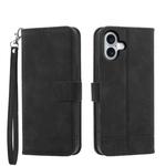 For iPhone 17 Dierfeng Dream Line TPU Hybrid PU Leather Phone Case(Black)