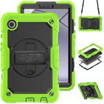 For Samsung Galaxy Tab A9 Silicone + PC Tablet Case with Shoulder Strap(Yellow Green+Black)