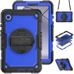 For Samsung Galaxy Tab A9 Silicone + PC Tablet Case with Shoulder Strap(Black+Dark Blue)