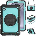 For Samsung Galaxy Tab A9 Silicone + PC Tablet Case with Shoulder Strap(Black+Light Blue)