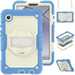 For Samsung Galaxy Tab A9 Silicone + PC Tablet Case with Shoulder Strap(Cyan Blue)