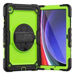 For Samsung Galaxy Tab A9+ Silicone + PC Tablet Case with Shoulder Strap(Black+Yellow Green)