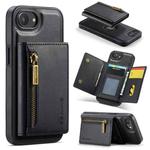 For iPhone 16e DG.MING M5 Series Zip RFID Multi Card Detachable Leather Phone Case(Black)