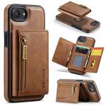 For iPhone 16e DG.MING M5 Series Zip RFID Multi Card Detachable Leather Phone Case(Brown)