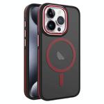 For iPhone 15 Pro Two-color Frosted MagSafe Magnetic Phone Case(Red)