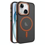 For iPhone 15 Plus Two-color Frosted MagSafe Magnetic Phone Case(Orange)