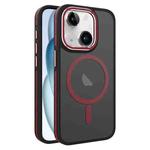 For iPhone 15 Plus Two-color Frosted MagSafe Magnetic Phone Case(Red)